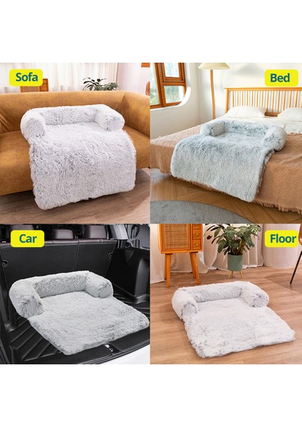 Açık Gri-Zip-Zj L Büyük Pet Kedi Köpek Yatağı Uzun Peluş Sıcak Yatak Bir Kedi Kanepe Mat Lüks Sevimli Kedi Yatak Köpek Yastık Pet Yıkanabilir Battaniye Kanepe Örtüsü (Yurt Dışından)