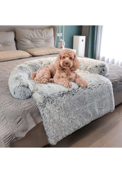 Açık Gri-Zip-Zj L Büyük Pet Kedi Köpek Yatağı Uzun Peluş Sıcak Yatak Bir Kedi Kanepe Mat Lüks Sevimli Kedi Yatak Köpek Yastık Pet Yıkanabilir Battaniye Kanepe Örtüsü (Yurt Dışından)