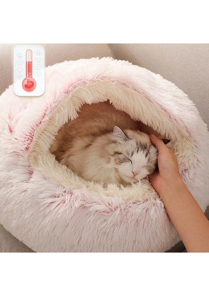 Pembe Uzun Peluş 40X40 cm Kış Süper Sıcak Kedi Yatakları Kalın Peluş Kedi Evi Kapalı Uzun/kısa Tip Yuvarlak Pet Yuva Cama Gato Kum Köpekler Için Yumuşak Mat (Yurt Dışından)