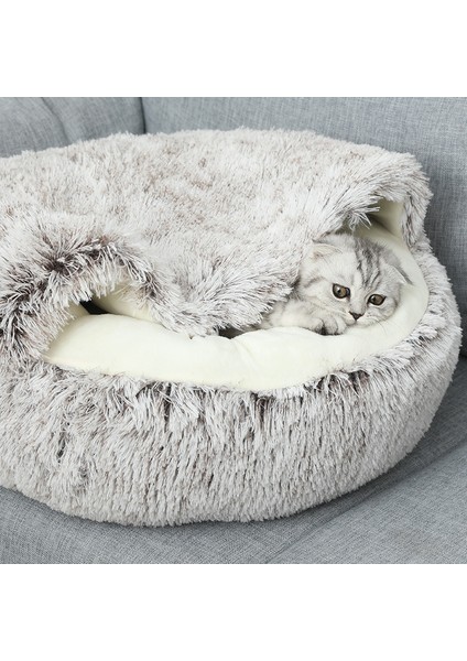 Kahve Pürüzsüz S 40 x 40 cm 40/50 cm Kış Pet Kedi Yatak Yuvarlak Kedi Yastık Kedi Evi 2 In 1 Sıcak Yumuşak Uzun Peluş Yatak Küçük Köpek Kedi Için Uyku Yatağı (Yurt Dışından)