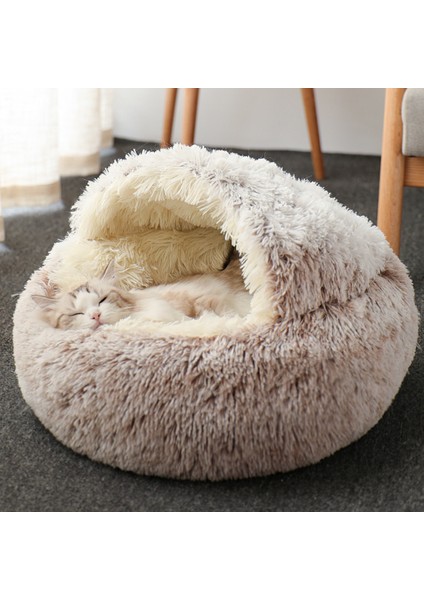 Kahve Pürüzsüz S 40 x 40 cm 40/50 cm Kış Pet Kedi Yatak Yuvarlak Kedi Yastık Kedi Evi 2 In 1 Sıcak Yumuşak Uzun Peluş Yatak Küçük Köpek Kedi Için Uyku Yatağı (Yurt Dışından)