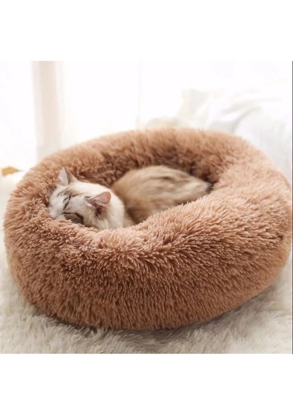 Deri Pembe 50 cm 10 Renk Süper Yumuşak Kedi Yatağı Yuvarlak Kabarık Kedi Uyku Sepeti Uzun Peluş Sıcak Pet Mat Sevimli Hafif Rahat Dokunmatik Kulübesi (Yurt Dışından)