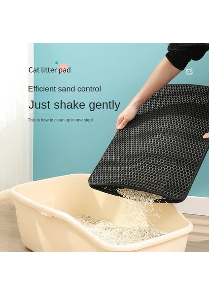 Siyah 55X75 cm Kedi Kumu Mat Çift Katmanlı Su Geçirmez Idrar Geçirmez Yakalama Mat Kolay Temizlenebilir Kaymaz Tuvalet Pedi Kedi Tırmalama Pedi Büyük Ayak Pedi (Yurt Dışından)