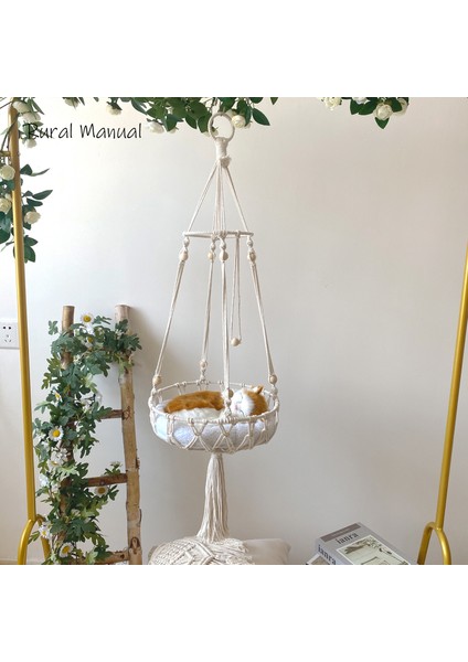 Bej 30X100CM Ins Pet Büyük Kedi Köpek Hamak Asılı Salıncak Yatak El Yapımı Sepet Mat Ev Salıncak Net Çanta Pet House Köpek Aksesuarları (Yurt Dışından) modelleri