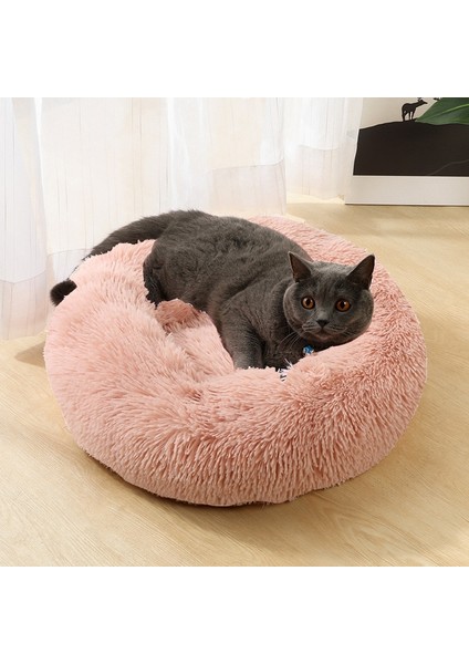 Gri 60 cm Yumuşak Pet Kedi Yatak Küçük Kediler Köpekler Için Yuvarlak Ev Rahat Sıcak Peluş Mat Kanepe Uyku Battaniyesi Köpek Yastık Kedi Aksesuarları (Yurt Dışından) fiyatları