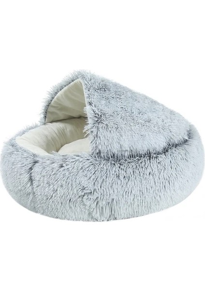Gri Krem 40 cm 5 kg Için Ultra Yumuşak Peluş Kedi Çadır Mağara Yatağı Pet Köpek Yatakları Yastık Rahat Yuva Donut Sarılma Kendini Isınma Kediler Köpek Için Yatak (Yurt Dışından)