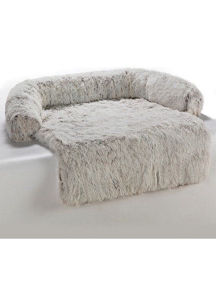 Beyaz Kahverengi M Büyük Pet Kedi Köpek Yatağı Uzun Peluş Sıcak Yatak Bir Kedi Kanepe Mat Lüks Sevimli Kedi Yatak Köpek Yastık Pet Yıkanabilir Battaniye Kanepe Örtüsü (Yurt Dışından)