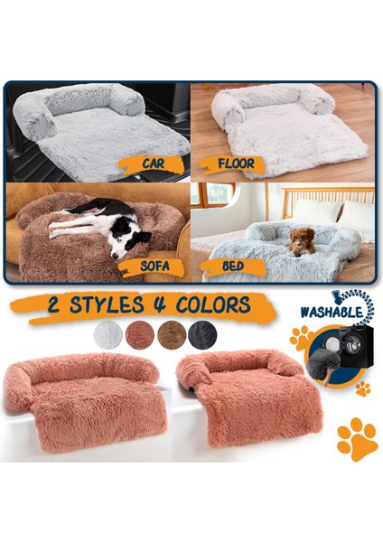 Beyaz Kahverengi M Büyük Pet Kedi Köpek Yatağı Uzun Peluş Sıcak Yatak Bir Kedi Kanepe Mat Lüks Sevimli Kedi Yatak Köpek Yastık Pet Yıkanabilir Battaniye Kanepe Örtüsü (Yurt Dışından) fırsatları