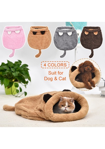 Koyu Kahverengi M Kedi Köpek Yatağı Dört Renk Uyku Tulumu Sıcak Rahat Köpek Kış Yuva Yastık Mat Şekli Sevimli Küçük Orta Evcil Hayvan Için Uygun (Yurt Dışından)