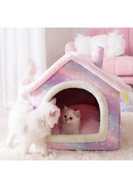 Kahverengi Uzun Peluş L Katlanabilir Kedi Yatağı Pet Köpek Evi Kış Kedi Villa Uyku Kulübesi Çıkarılabilir Sıcak Yuva Kapalı Çadırlar Mağara Kanepe Evcil Hayvan Malzemeleri Cama Gato (Yurt Dışından) indirimleri
