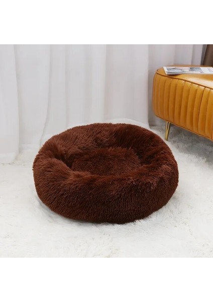 Kahverengi 70 cm Süper Yumuşak Pet Kedi Yatağı Peluş Tam Boy Yıkanabilir Sakin Yatak Donut Yatak Rahat Uyku Artefaktı Her Türlü Kedi Için Uygun (Yurt Dışından)