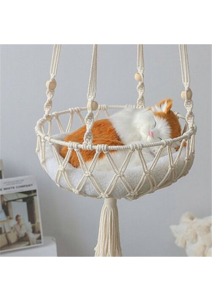 Bej 30X100CM Ins Pet Büyük Kedi Köpek Hamak Asılı Salıncak Yatak El Yapımı Sepet Mat Ev Salıncak Net Çanta Pet House Köpek Aksesuarları (Yurt Dışından) fırsatları