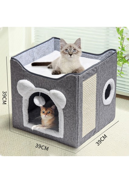 Style7 Katlanabilir Kare Kedi Uyuyan Ev Sıcak ve Rahat Kedi Ev Çift Katmanlı Köpek Villa Yarı Kapalı Köpek Kulübesi Evcil Hayvan Ürünleri (Yurt Dışından) modelleri
