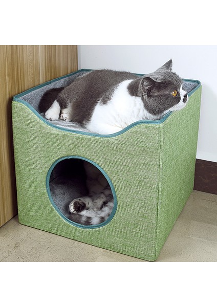 Style7 Katlanabilir Kare Kedi Uyuyan Ev Sıcak ve Rahat Kedi Ev Çift Katmanlı Köpek Villa Yarı Kapalı Köpek Kulübesi Evcil Hayvan Ürünleri (Yurt Dışından) fırsatları