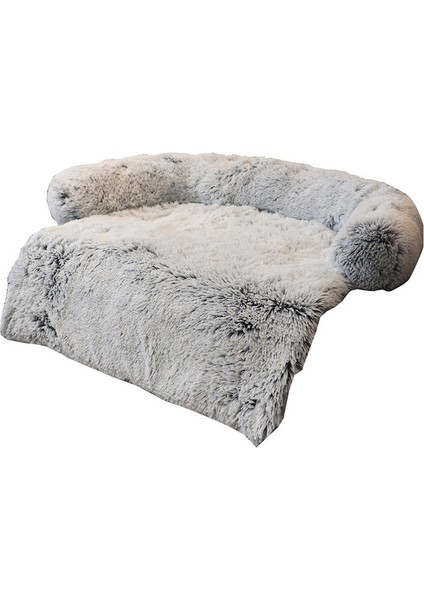 Degrade Gri Yarım Daire Kare Xs 80X70X16CM Fermuarlı Büyük Köpek Kanepe Paspasları Pet Yatak Kedi Mat Uzun Peluş Köpek Kulübesi Kaymaz Alt Yıkanabilir Kapak Köpekler Evi Sakinleştirici (Yurt Dışından)