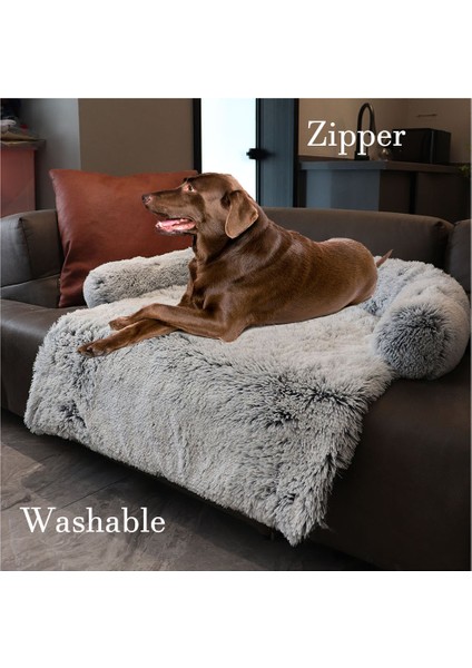 Degrade Gri Yarım Daire Kare Xs 80X70X16CM Fermuarlı Büyük Köpek Kanepe Paspasları Pet Yatak Kedi Mat Uzun Peluş Köpek Kulübesi Kaymaz Alt Yıkanabilir Kapak Köpekler Evi Sakinleştirici (Yurt Dışından) modelleri