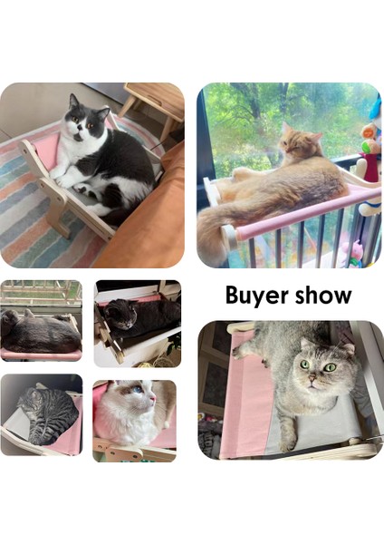 Pembe Kedi Asılı Yatak Sağlam Kediler Hamak Yatak Ahşap Yavru Yavru Kedi Tırmanma Çerçeve Koltuk Pet Pencere Yan Yuva Kolay Yıkanabilir (Yurt Dışından)