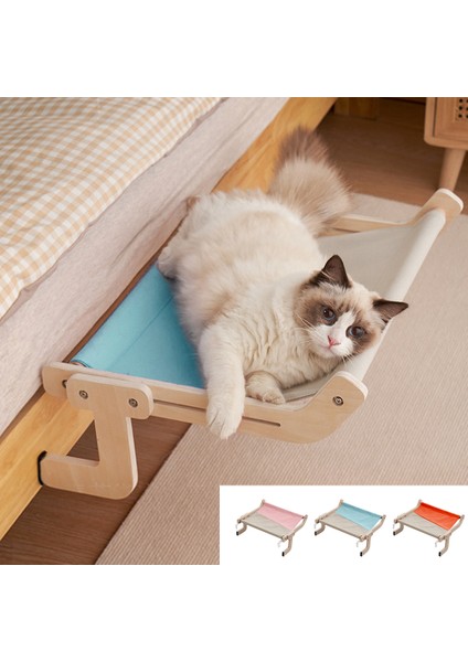 Pembe Kedi Asılı Yatak Sağlam Kediler Hamak Yatak Ahşap Yavru Yavru Kedi Tırmanma Çerçeve Koltuk Pet Pencere Yan Yuva Kolay Yıkanabilir (Yurt Dışından)
