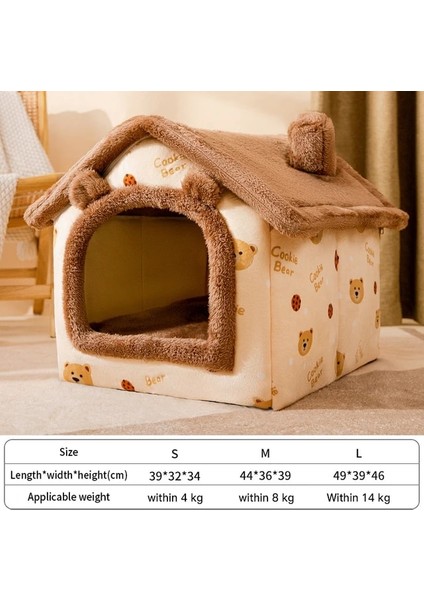 Ayı L 2023 Kapalı Kedi Evi Kış Sıcak Küçük Evcil Hayvan Peluş Uyku Yuvası Sepeti Çıkarılabilir Yıkanabilir Yumuşak Pet Yatak Kapalı Köpek Malzemeleri Yeni (Yurt Dışından)