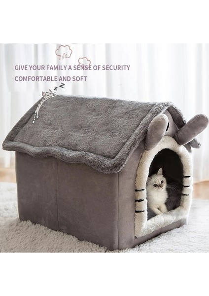 Ayı L 2023 Kapalı Kedi Evi Kış Sıcak Küçük Evcil Hayvan Peluş Uyku Yuvası Sepeti Çıkarılabilir Yıkanabilir Yumuşak Pet Yatak Kapalı Köpek Malzemeleri Yeni (Yurt Dışından) indirimleri