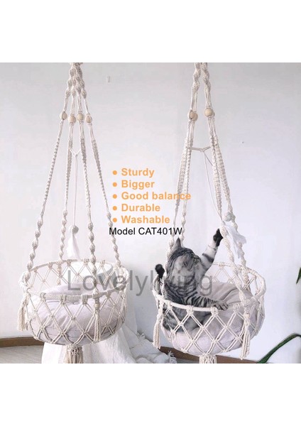 Beyaz Hiçbir Yastık Büyük Makrome Kedi Hamak Asılı Salıncak Kedi Köpek Yavrusu Yatak Sepeti Ev Ev Pet Kedi Aksesuarları Oyuncak Halat Sisal Topu Tüy (Yurt Dışından) indirimleri