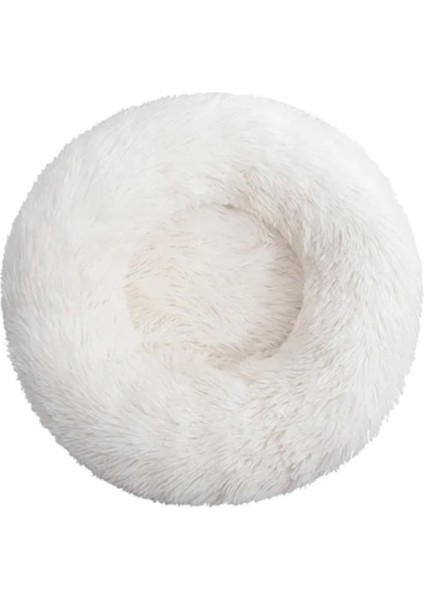 Beyaz 30 cm Yuvarlak Kedi Yatak Süper Yumuşak Uzun Peluş Köpek Kulübesi Mat Köpek Yuvarlak Yastık Taşınabilir Hayvan Uyku Malzemeleri Kediler Kış Sıcak Yatak (Yurt Dışından)