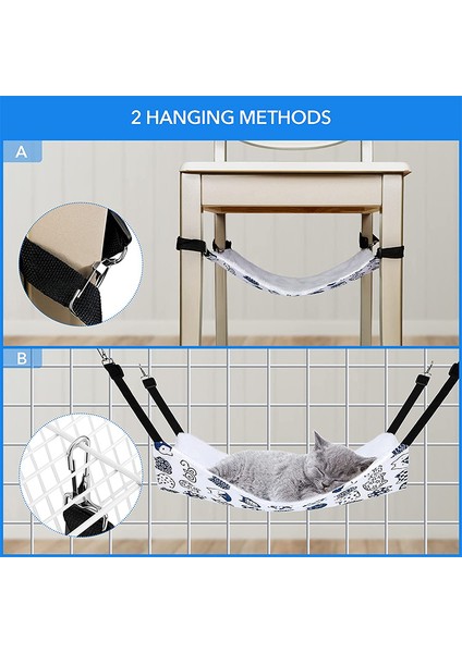Gri M 50X40CM Ayarlanabilir Askılı Kedi Asılı Hamak Çift Taraflı Evcil Hayvan Kafesi Hamak Asılı Yatak Küçük Hayvanlar Için Uykulu Ped Dinlenme Evcil Hayvanlar (Yurt Dışından)