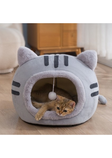 Kahverengi M Kış Sevimli Kedi Evi Yavru Mağara Yastık Konfor Kedi Evi Kedi Köpek Yuva Kedi Sepeti Çadır Sıcak Yarı Kapalı Yuva Pedi Evcil Hayvan Malzemeleri (Yurt Dışından) indirimleri