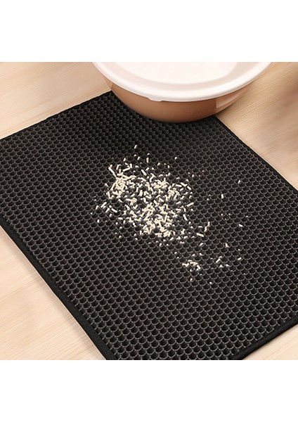 Haki 30X45CM Kedi Kumu Matı, Çöp Kutusu Matı, Petek Çift Katmanlı Tasarım, Su Geçirmez Idrar Geçirmez Kitty Kumu Matı, Kolay Temizlenebilir Dağılım Kontrolü (Yurt Dışından)