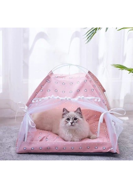 Pembe Yavru L 60X60X50CM Tatlı Prenses Kedi Yatağı Katlanabilir Kediler Çadır Köpek Evi Yatak Yavru Köpek Sepeti Yataklar Sevimli Kedi Evleri Ev Yastık Evcil Hayvan Kulübesi Ürünleri (Yurt Dışından)
