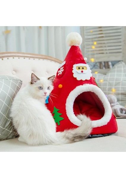 Green-2 S(38X45CM) Sıcak Pet Yatak Noel Şapka Şekli Kedi Kulübesi Evi Yumuşak Peluş Yuva Yavru Küçük Kedi Uyku Yatakları Çadır Taşınabilir Evcil Hayvan Yastığı Mat (Yurt Dışından) modelleri