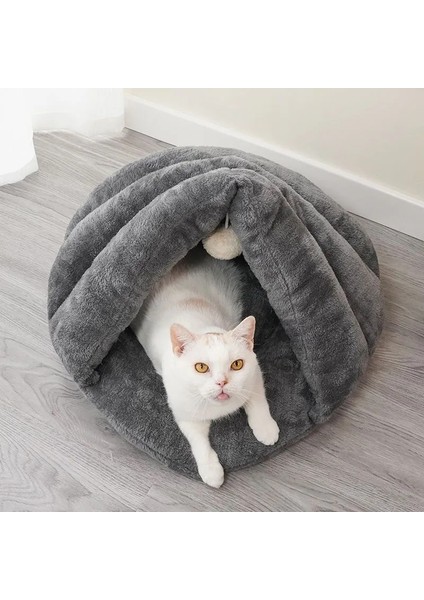 Gri S 40X45 cm (1-3 Kg) Yavru Pet Kedi Yumuşak Sıcak Yuva Köpek Kulübesi Yatak Mağara Evi Uyku Tulumu Mat Pad Çadır S L Kahve Evcil Hayvanlar Kış Çıkarılabilir Rahat Yataklar (Yurt Dışından)