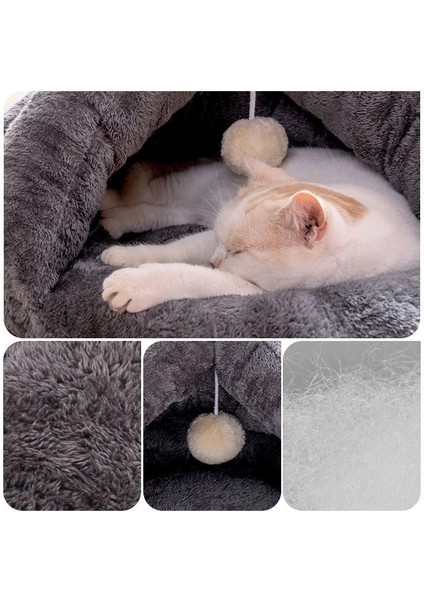 Gri S 40X45 cm (1-3 Kg) Yavru Pet Kedi Yumuşak Sıcak Yuva Köpek Kulübesi Yatak Mağara Evi Uyku Tulumu Mat Pad Çadır S L Kahve Evcil Hayvanlar Kış Çıkarılabilir Rahat Yataklar (Yurt Dışından)