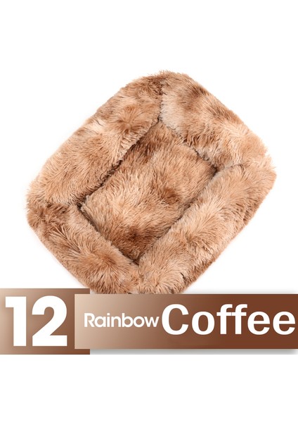 Gökkuşağı Kahve M 55X45X20CM Kare Kedi Evi Kediler Için Yatak Köpek Mat Sıcak Uyku Kedi Yuvası Yastık Köpek Yavrusu Kanepe Köpekler Için Sepet Peluş Evcil Hayvan Aksesuarları Kış (Yurt Dışından)