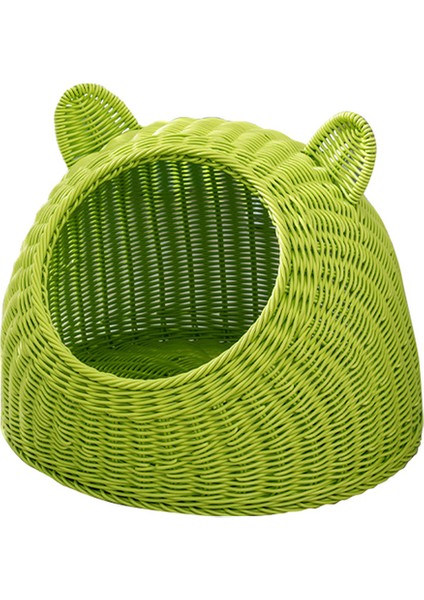 Yeşil S-4kg Pet House Rattan Kedi Yuvası Yaz Yarı-Kapalı Kapalı Yatak Mat Nefes Alabilir Dayanıklı Köpek Sepeti Küçük Orta Kediler/köpekler Için (Yurt Dışından) fiyatları