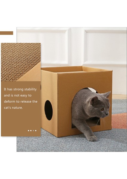 Açık Kahverengi 30X30X30 cm Kedi Evi Scratcher Yavru Karton Evler Tırmalama Scratch Toyboard Kapalı Catsbox Hikaye Pedleri Ped Hideaway Malzemeleri Oyun (Yurt Dışından) modelleri