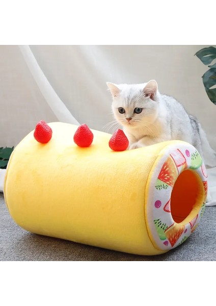 Meyve Tart M Meyve Tart Sevimli Köpek Kedi Yatak Pamuk Kek Rulo Şekilli Kediler Için Evcil Hayvan Sepeti Komik Yavru Kedi Yıkanabilir Uyku Mağarası Yuva Sıcak Rahat Yastık (Yurt Dışından) indirimleri