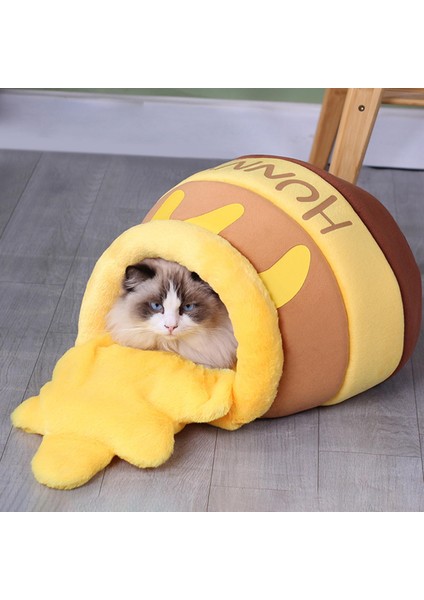 Kahverengi Bal Kabı Pet Kedi Yatak Kulübesi Sıcak Yumuşak Uyku Yatak Rahat Mağara Çıkarılabilir Yastık (Yurt Dışından) fırsatları