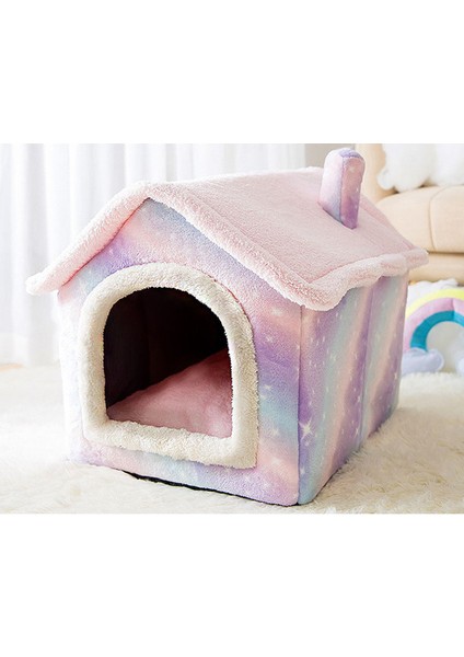 Pembe Yıldız Gökyüzü L 49X39X46CM Çıkarılabilir Kedi Yatağı Sıcak Pet Kedi Evi Mağara Kış Derin Uyku Yavru Chihuahua Köpek Mat Kapalı Köpek Kulübesi Çadır Yuva Yastık Kediler Paspaslar (Yurt Dışından)