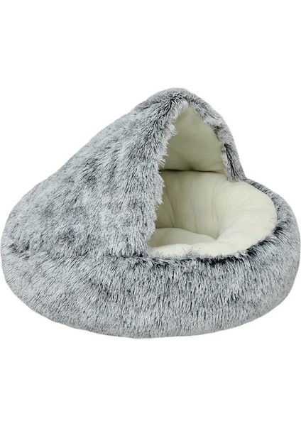 Beyaz Gri L 2 In 1 Kış Uzun Peluş Pet Kedi Yatak Yuvarlak Kedi Yastık Kedi Evi Sıcak Kediler Sepet Uyku Çantası Kedi Yuvası Kulübesi Yavru Kedi Küçük Köpek Için (Yurt Dışından)