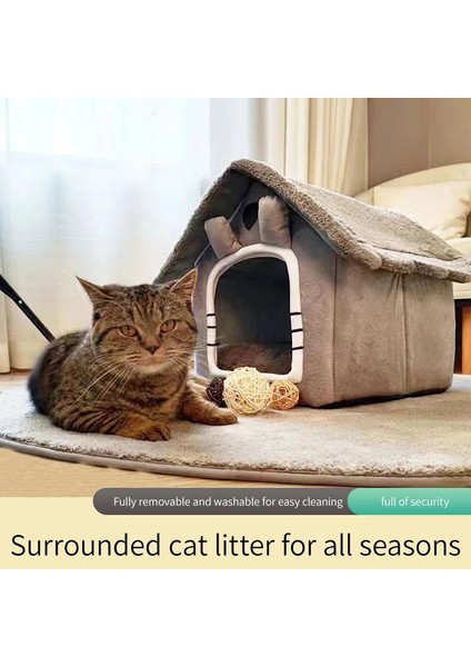 Gri Tavşan S Kedi Evi Tamamen Kapalı Kış Sıcak Köpek Evi Kedi Yatağı Küçük Köpek Çıkarılabilir ve Yıkanabilir Tip Ev Pet Kumu Kedi Malzemeleri 2023 (Yurt Dışından) indirimleri