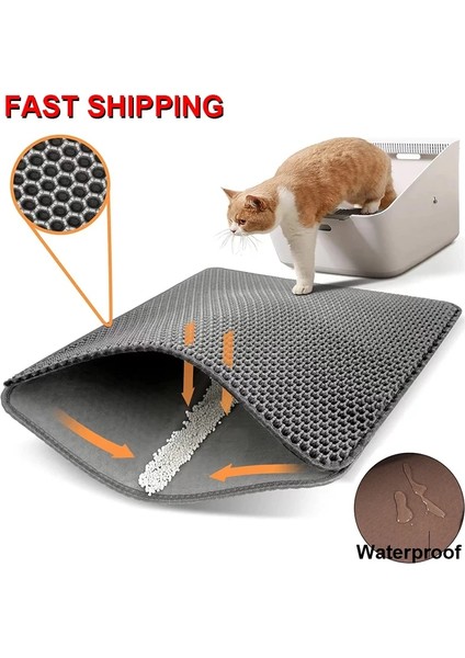 Gri 30X45 cm Sızdıran Mat Kedi Kumu Pedi Mat Çift Katmanlı Eva Su Geçirmez Kedi Kumu Halı Kitty Kumu Filtresi Pet Yatak Temiz Yavru Kedi Sandbox Tutmak (Yurt Dışından) fiyatları