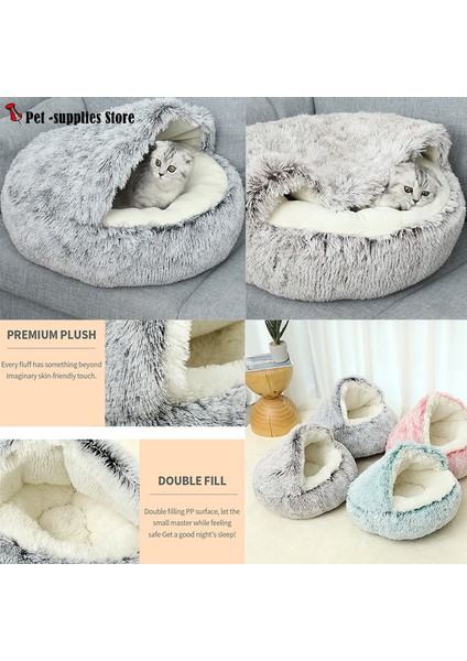 GWE008 60CM Yeni Yumuşak ve Rahat Sıcak Yarı-Kapalı Kedi Yatak Pet Kedi Yatağı Yarı-Kapalı Köpek Kulübesi Köpek Yatağı Uyku Koruma Artefaktı (Yurt Dışından) indirimleri
