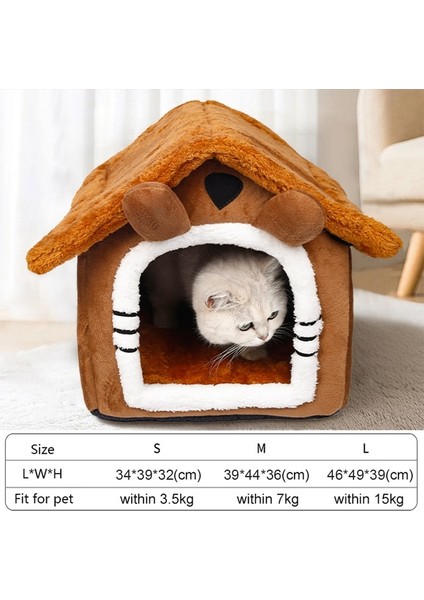 Kahverengi M (7.5 kg Içinde) Yumuşak Kedi Yatağı Derin Uyku Evi Köpek Kedi Kış Evi Çıkarılabilir Yastık Kapalı Pet Çadır Yavru Kedi Köpek Sıcak Evcil Hayvan Aksesuarları (Yurt Dışından)