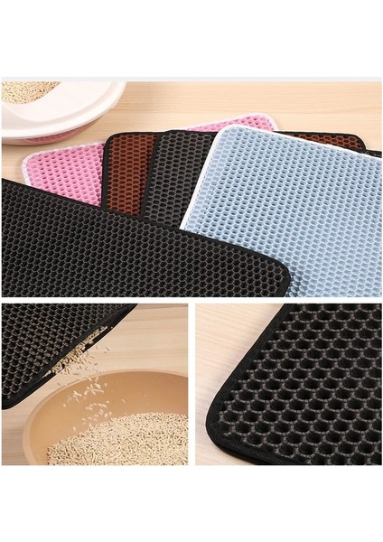 Mavi L 45X60CM Kedi Kumu Pedi Su Geçirmez Kaymaz Katlanabilir Çift Katmanlı Filtre Kedi Kumunun Yıkanmasını Önler Kedi Tuvalet Mat Malzemeleri (Yurt Dışından) modelleri