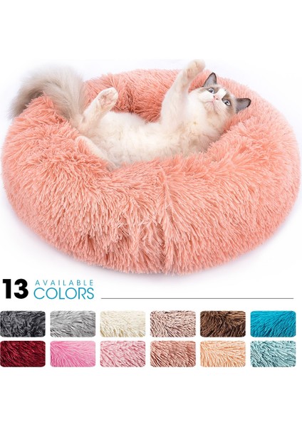 Fermuar Deri Pembe 60 cm Uzun Peluş Pet Yatak Kedi Köpekler Için Süper Yumuşak Yatak Kulübesi Yuvarlak Kış Sıcak Uyku Köpek Yastık Mat Taşınabilir Kedi Köpek Yuva Yatağı (Yurt Dışından)