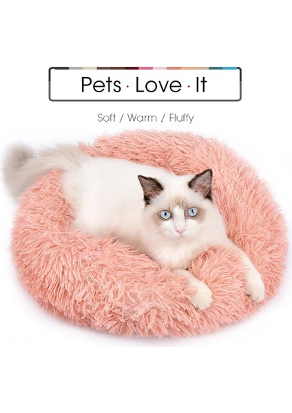 Fermuar Deri Pembe 60 cm Uzun Peluş Pet Yatak Kedi Köpekler Için Süper Yumuşak Yatak Kulübesi Yuvarlak Kış Sıcak Uyku Köpek Yastık Mat Taşınabilir Kedi Köpek Yuva Yatağı (Yurt Dışından)