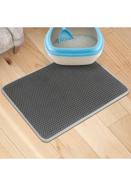 Gri 30X30CM Yeni Eva Çift Katmanlı Kedi Kumu Mat Su Geçirmez Kedi Kumu Kutusu Mat Kaymaz Kedi Kumu Pedi Pet Çöp Yakalama Temiz Ped Ürünleri (Yurt Dışından)