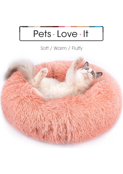 Gökkuşağı Mavi S-50CM Yuvarlak Kedi Yatak Evi Uzun Peluş Pet Yatak Kediler Için Yastık Köpekler Için Mat Sıcak Evcil Hayvan Aksesuarları Ev Yıkanabilir Köpek Kanepe Yumuşak Uyku (Yurt Dışından)