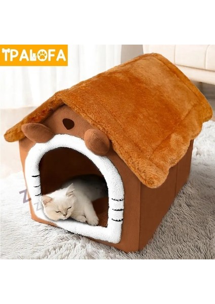 Kahverengi M (7.5 kg Içinde) Yumuşak Kedi Yatağı Derin Uyku Evi Köpek Kedi Kış Evi Çıkarılabilir Yastık Kapalı Pet Çadır Yavru Kedi Köpek Sıcak Evcil Hayvan Aksesuarları (Yurt Dışından)